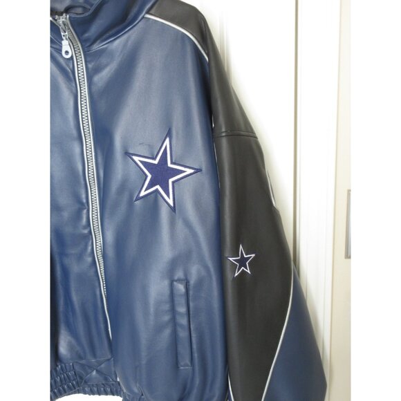 Dallas Cowboys Mens Jacket XL Faux Leather NFL Essex Game Day New Without Tags - Picture 3 of 16